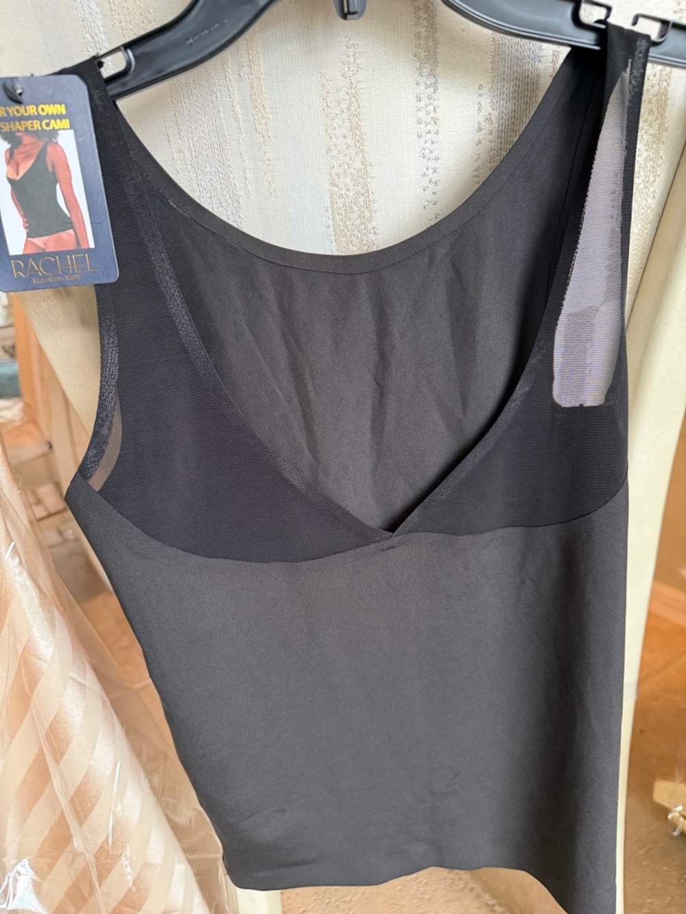 Rachel Black Sculpting Tank with Sheer Mesh Yoke